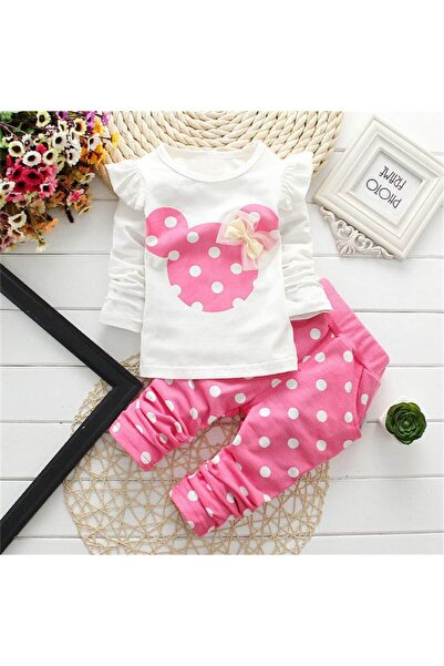 nannie Costum de fete cu pantaloni roz cu buline - 4-5 ani