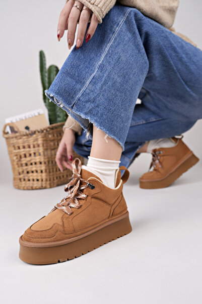 moda sara Taba Süet Kürklü Kadın Bot