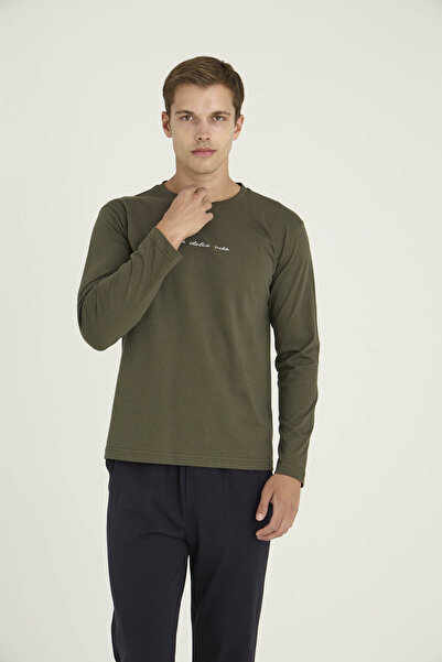 KLY 100% Cotton Men's Crew Neck Pajama Set Modern Design