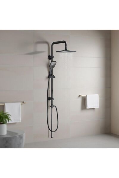 Danube Home عمود دش ميلانو ميا - أسود مطفي | نظام دش مطري ودش يدوي | ضمان ٥ س...