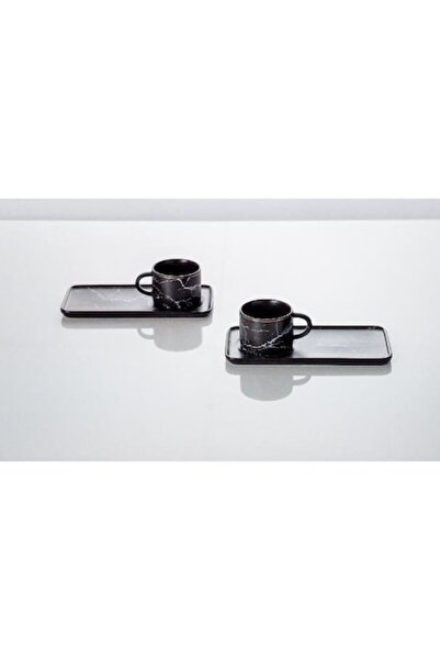 Malooki Set of 2 cups with 2 saucers, 200 ml - black