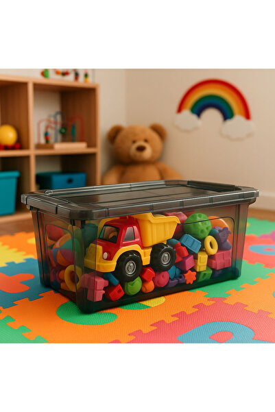SİHİRLİ AYAKLAR Gray Lockable Multi-Purpose Organizer Storage Container Toy Box 12 Lt
