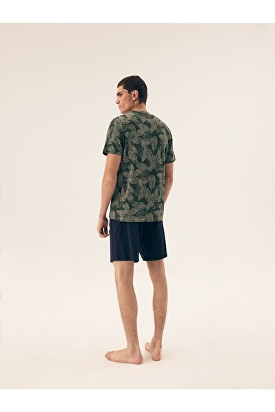 ESOTIQ Men's Classic Short Pajama Set T-Shirt & Shorts 100% Cotton Breathable Soft Camo Design | South