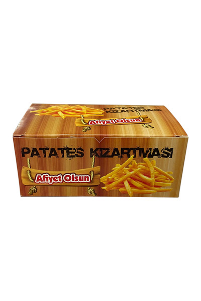 Miyo Ambalaj Kapaklı Patates Cips Kutusu 7x12x5 cm-200'lü Paket