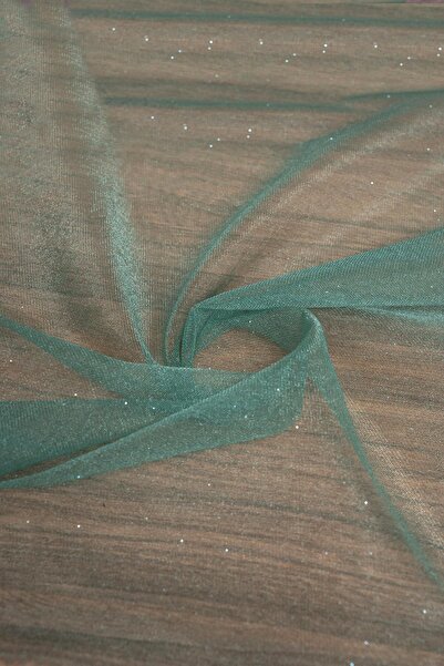 Kumaş Deposu Βικτωριανό απλό ύφασμα από τούλι σε χρώμα σμαραγδένιο πράσινο