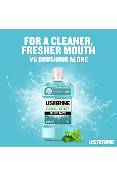 Listerine Cool Mint Mouthwash, Mild Taste, 3 x 500 ml (2+1 Free)