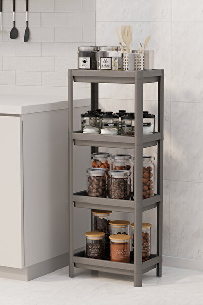 ONYS 4 Katlı SLİM / İNCE Banyo Raf Ünitesi Siyah Banyo Mutfak Salon Balkon Dü...