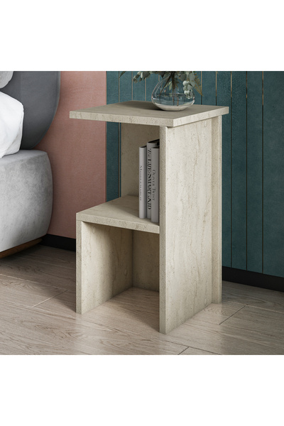 İNARCH DİZAYN Roisin Modern Çok Amaçlı Komodin & Yan Sehpa Traverten