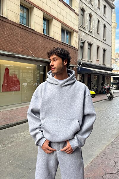 Flaw Wear Basic Hoodie Gri Melanj