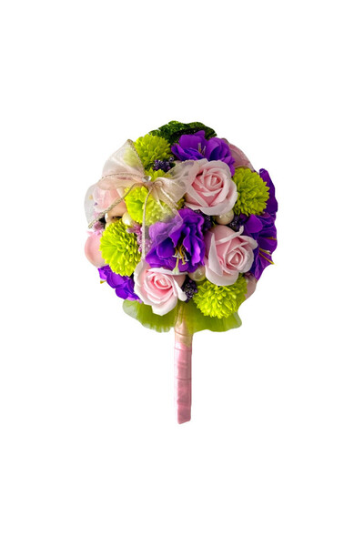 velve Buchet Mireasa cu trandafiri, stamine, anemone si dalii de sapun, multi...