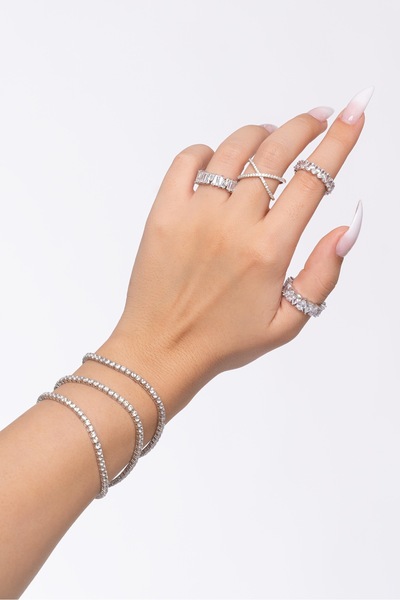 HAVANA JEWELLERY Bratara TENNIS SILVER Argint 925 placat cu Rodiu și Cristale Swarovski