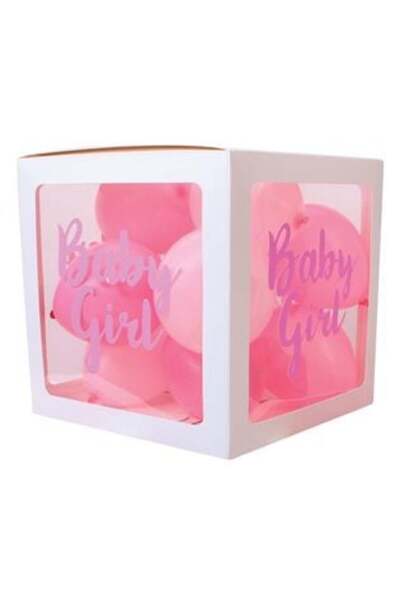 Jumbo Stickers for Balloon Box Pink 'Baby Girl' 17 x 16 cm - 4 pcs