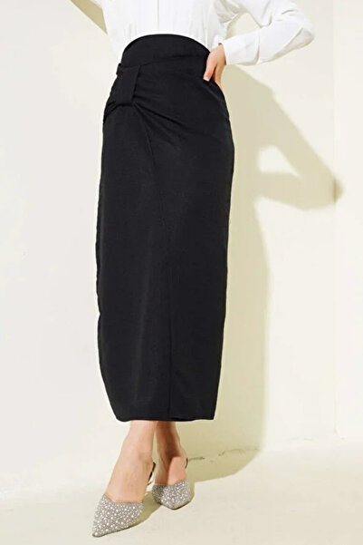 Tesettür Diyarı تنورة هيلين للحجاب بفيونكة عند الخصر للنساء - أسود