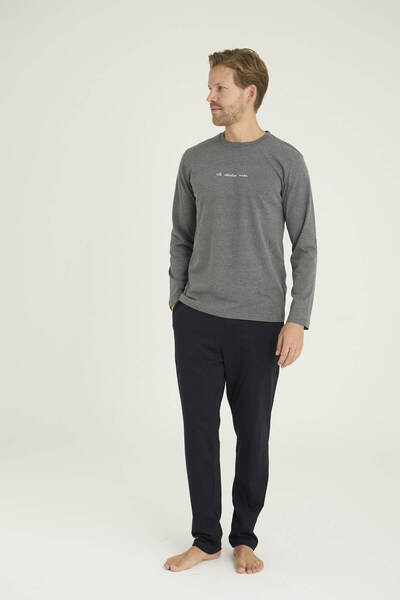 KLY %100 Pamuk Erkek O.Yaka Pijama Takımı Modern Tasarım