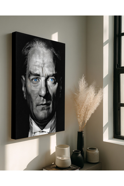 Ahsen resim çerçeve Atatürk Kanvas Tablo Siyah Beyaz İşyeri Ev