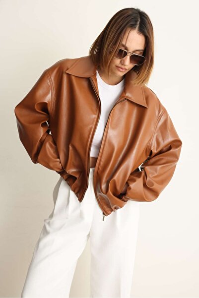 Swass Betty Leather Zipper Jacket Brown