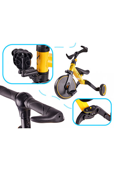 Ikonka Trike Fix Yellow children's tricycle with pedals, 3 in 1, adjustable handlebar and saddle, frame made of
