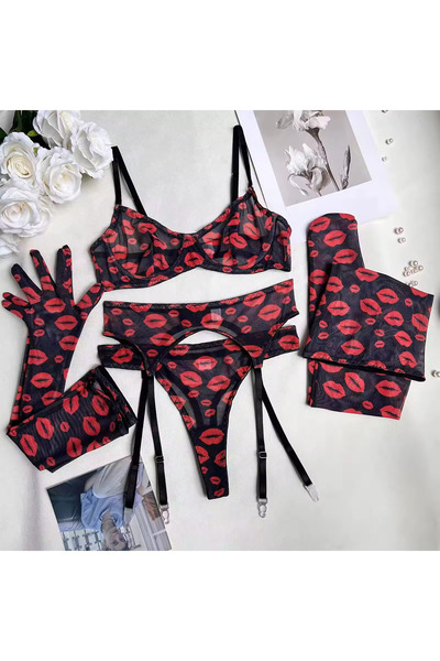 DAsiNU Sexy lingerie with Printed , 5 pieces, for women, S