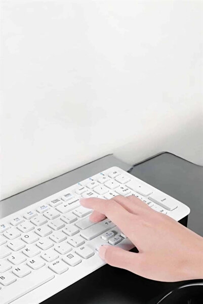 FrereConception Buğz Q Keyboard White Keyboard and Mouse Set Wireless USB Port