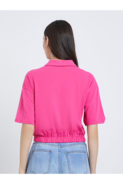 Take Two By Styli Solid Elastic Hem Polo Neck Top