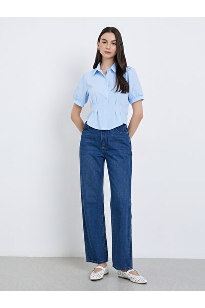 Take Two By Styli Puff Sleeve Pleated Detail Buttoned Shirt