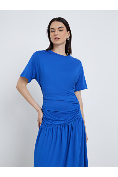Take Two By Styli Royal Blue A-Line Midi Dress