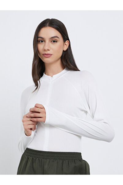 Take Two By Styli White Ribbed Bodysuit with Concealed Zip