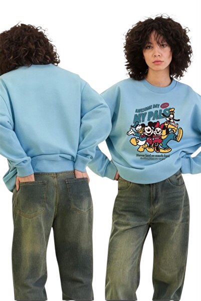 ArtYus Унисекс дълъг ръкав Мики Мини трансфер печат велосипед врата суитшърт