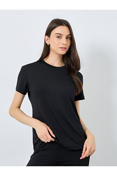 Take Two By Styli Black Solid T-Shirt and Leggings Co-Ords