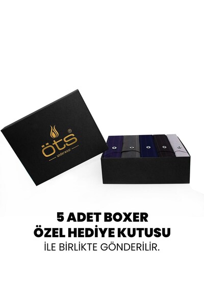 Öts Premium 5'li Çizgili Erkek Boxer - %100 Pamuk, Ultra Yumuşak Kumaş, Rahat Kalıp, Etiketsiz