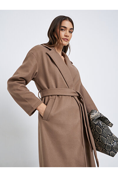 Styli Women Brown Midi Belted Coat