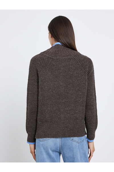 Take Two By Styli Women Ribbed Knit Cardigan with Contrast Trim