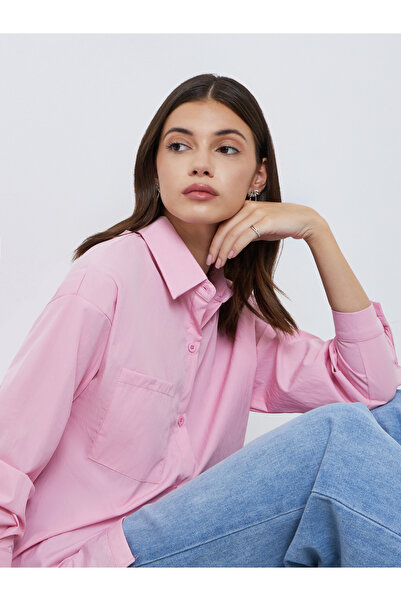 Styli Pink Long Sleeve Oversized Shirt