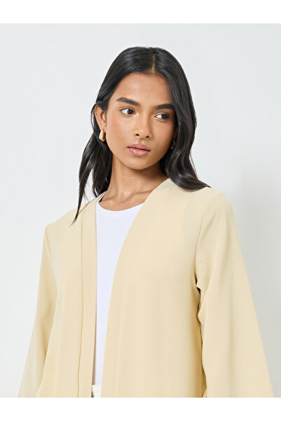 Take Two By Styli Women Cream Front Open Solid Kimono