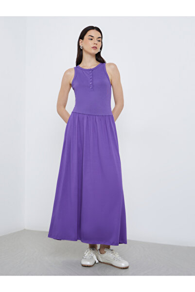 Take Two By Styli Elegant Purple Sleeveless A-Line Midi Dress