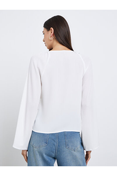 Take Two By Styli White Ruffled Bell Sleeve Top