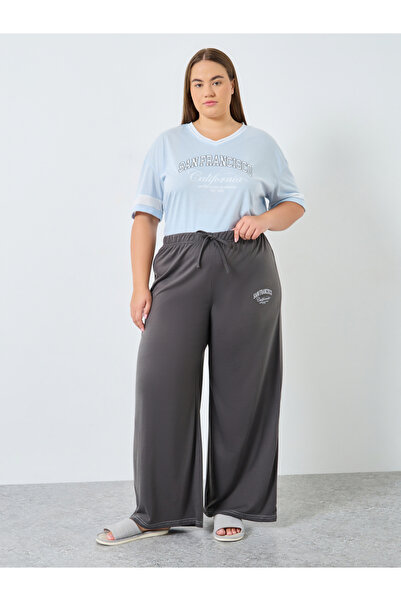 Styli Plus Size Boxy Stripe Sleeve T-Shirt and Pyjama Set