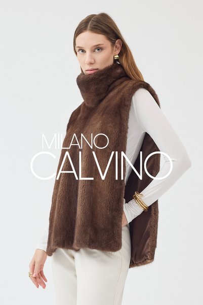 Milano Calvino سترة فرو فاخرة ذات ياقة عالية – بني مينك