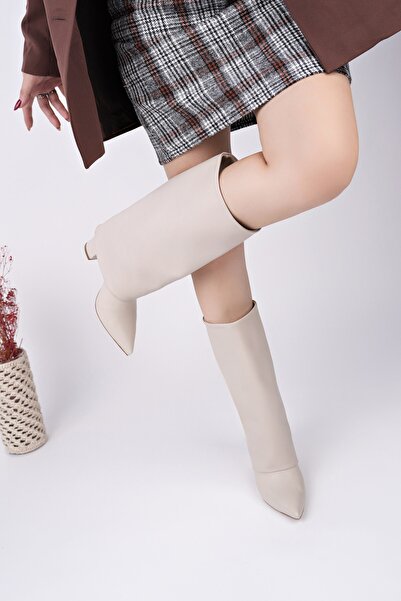 MUGGO Γυναικείες μπότες με χοντρό τακούνι REBECA με μυτερή μύτη