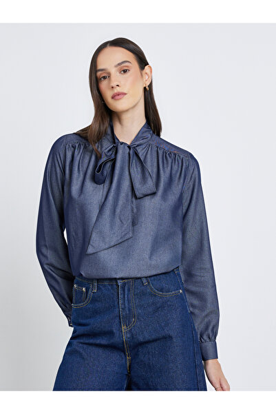 Styli Bow Tie Neck Balloon Sleeve Blouse