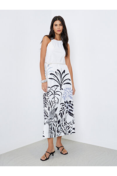 Styli White Floral Print Strappy Maxi Dress