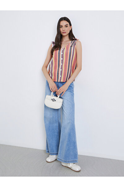 Take Two By Styli Striped V-Neck Buttoned Strappy Top