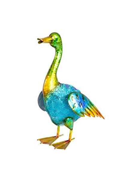 Mercaton Decoratiune pentru Gradina, Model Rata Colorata, Metalica, 28x15x47 cm, Multicolor