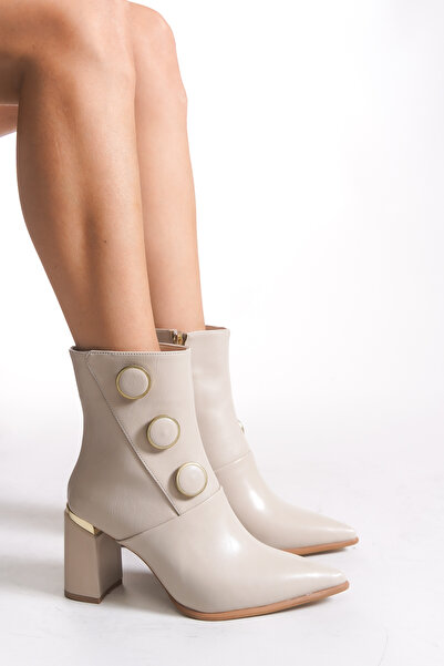 Riccon Kadın Sivri Burun Bot 0012066 Bej