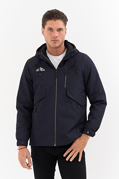 SİVAİST Men's Navy Blue Outdoor Water Repellent Hooded Jacket – Windproof, Lightweight, and Durable