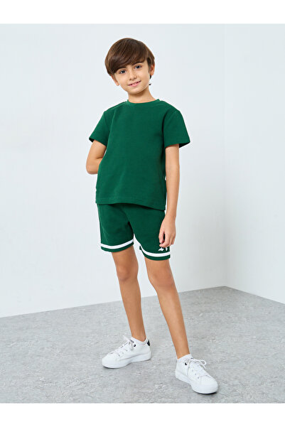 Styli Boys Green Waffle Knit T-Shirt and Shorts Set