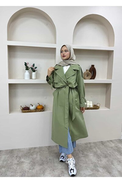 lurex moda معطف واق من الرياح مزدوج الطبقات