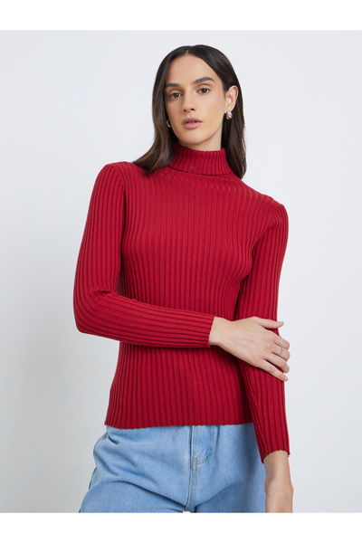 Styli Turtle Neck Ribbed Long Sleeve Top