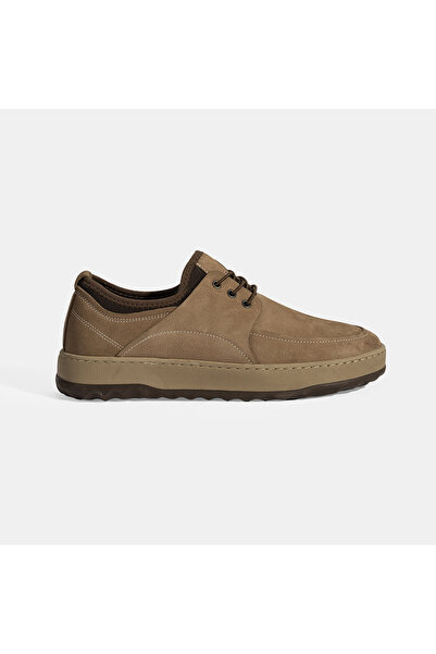 Desa Men's Beige Lace-Up Nubuck Leather Casual Shoes