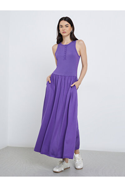 Take Two By Styli Elegant Purple Sleeveless A-Line Midi Dress